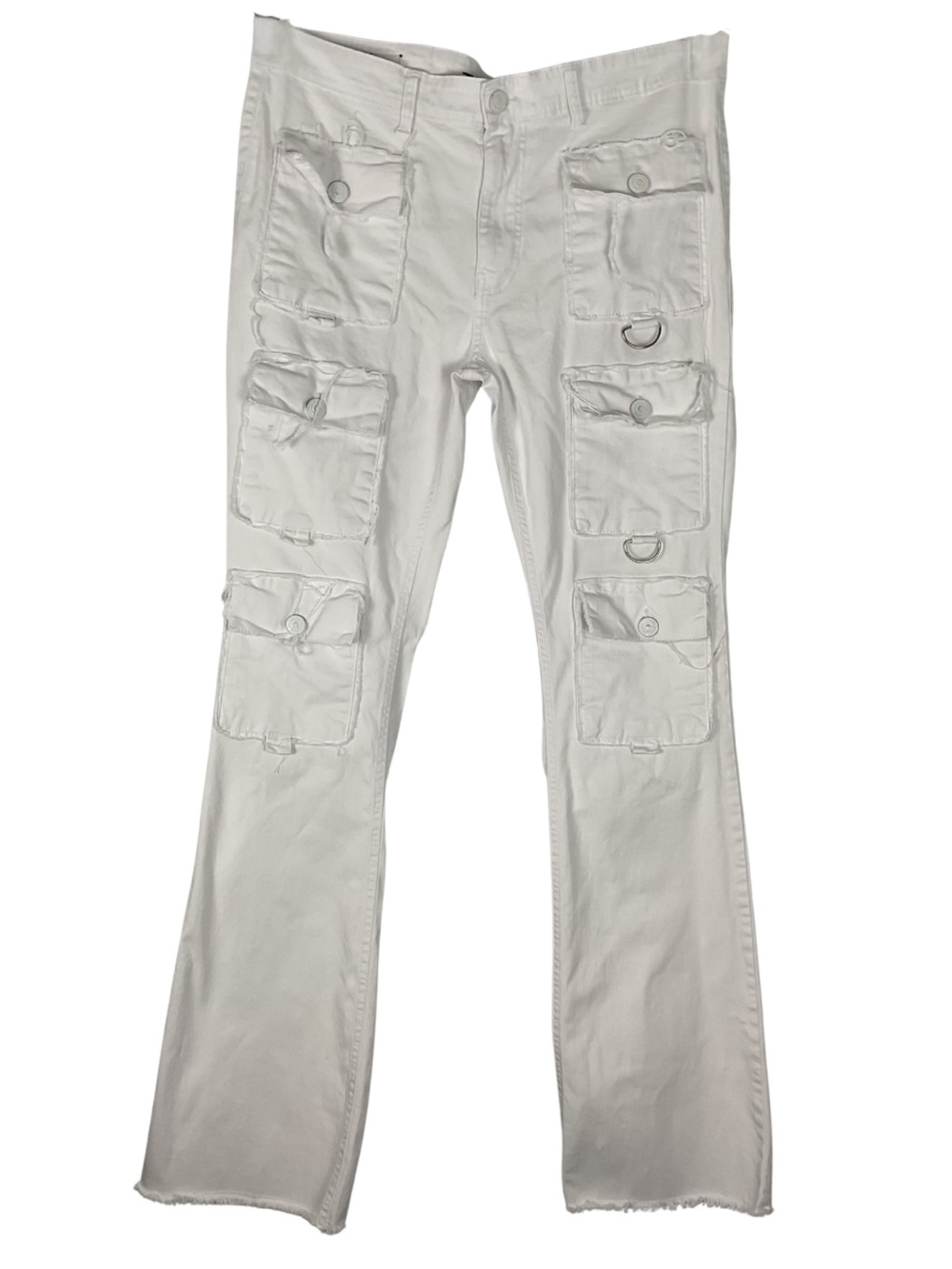 Men's White Cargo Bootcut Jeans Utility 36 Y2K Streetwear